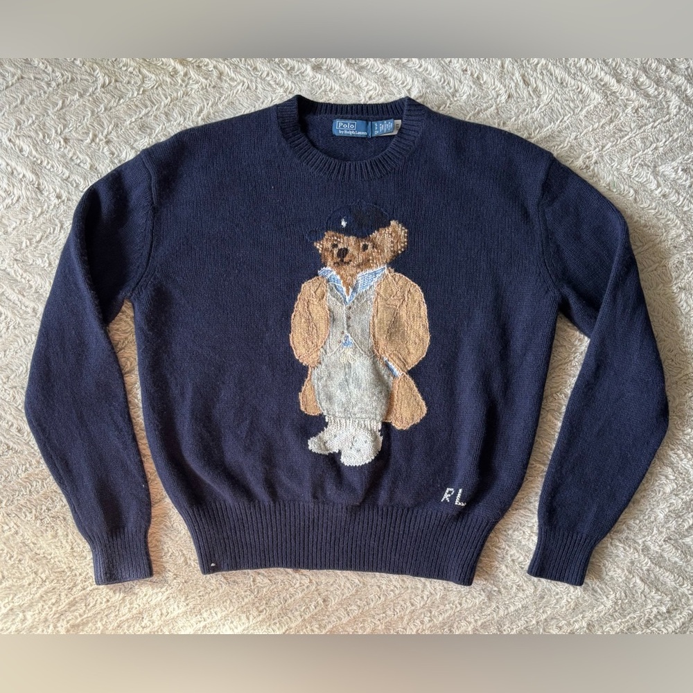 Polo Ralph Lauren Navy Bear Sweater Jumper S